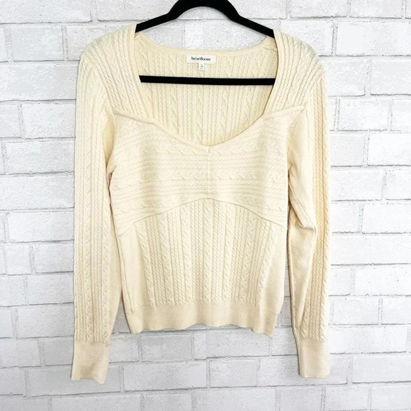 Heartloom - Revolve Cream Cable Knit Sweater Women's Size Large - Picture 2 of 8